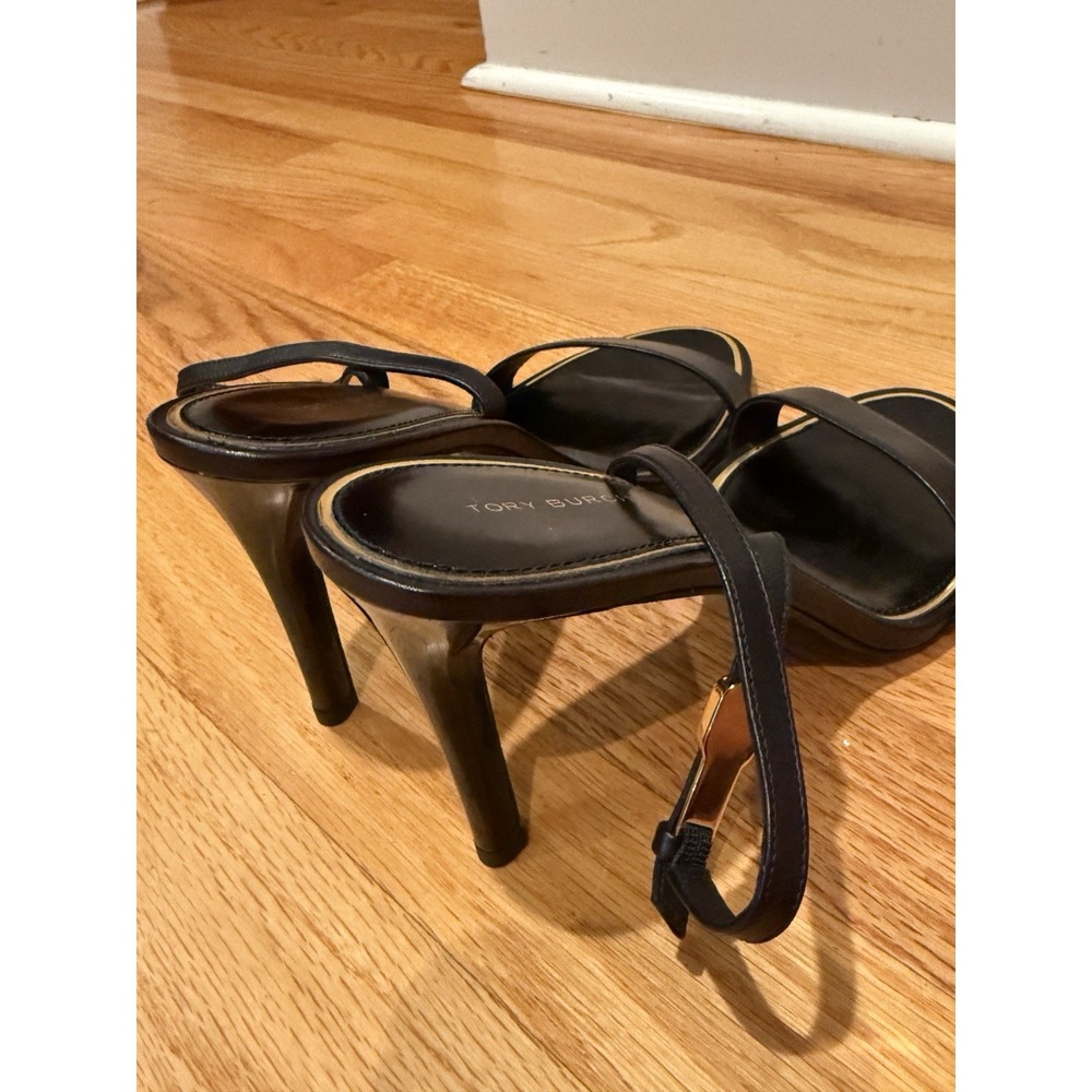 TORY BURCH DOUBLE T BUCKLE HEELED SANDAL - BLACK - WOMEN'S SIZE 8 NEW - Picture 5 of 7